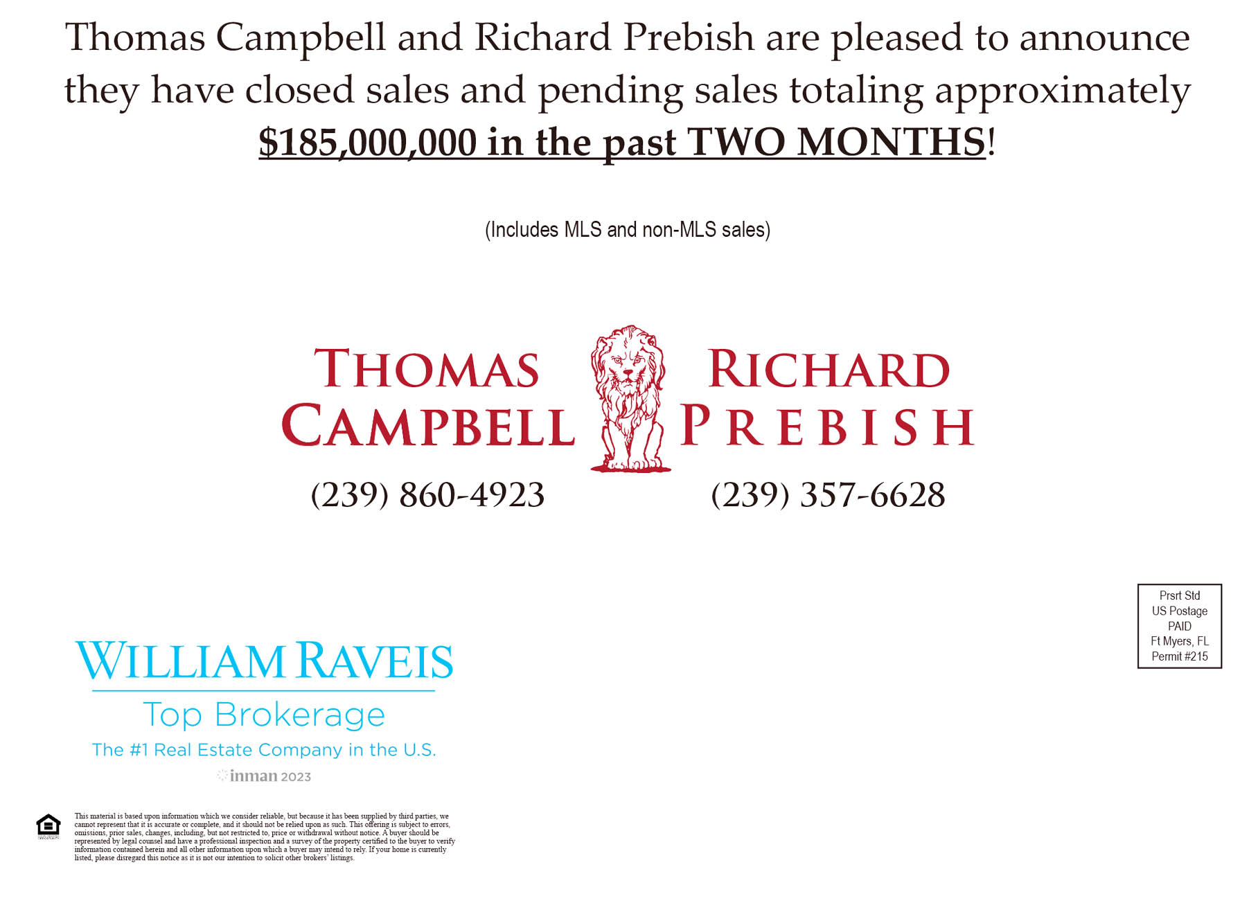 $185 Million in Sales announcement